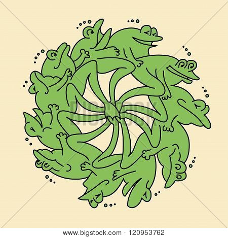 Light green crazy frogs whirligig party