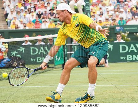 Llayton Hewitt during Davis Cup doubles