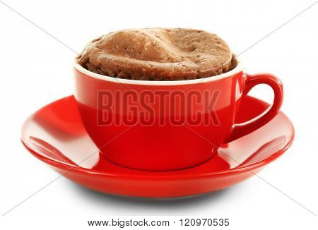 Mug cake isolated on white