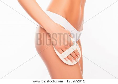 Closeup Photo Of Young Woman Making A Scrub Massage