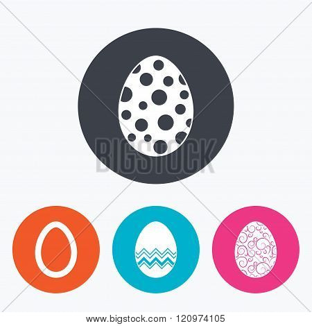 Easter eggs signs. Circles and floral patterns.