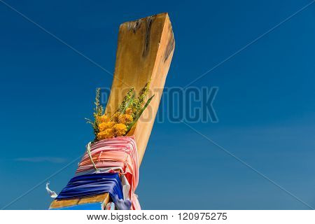 Traditional thai longtail boat at famous sunny Long Beach, Thailand, Koh Phi Phi Don, Krabi province, Andaman sea