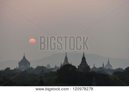 Myamar temple in morning at Bagan old town