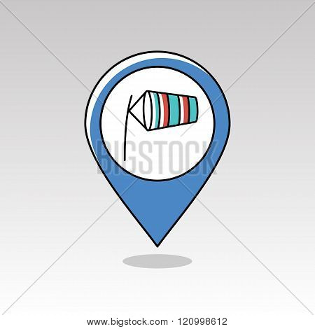Windsocks Inflated By Wind Pin Map Icon. Weather