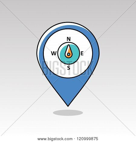 Compass Wind Rose Pin Map Icon. Weather