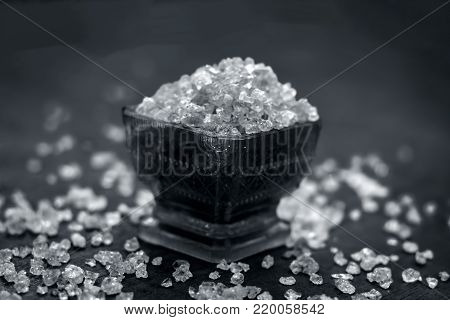 Close Up Of Edible Gum,gond,acacia Gum In A Blue Colored Bowl.