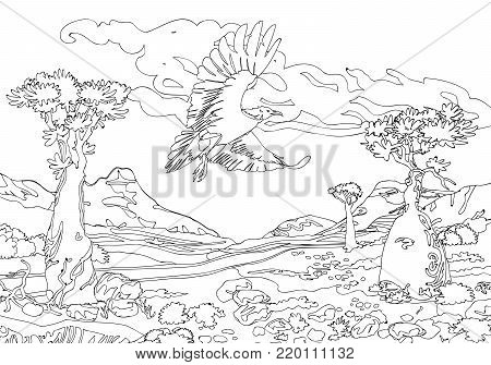 a black and white illustration printmaking for painting in color or tattoo vintage, engraving for color. Black and white coloring pages for adults