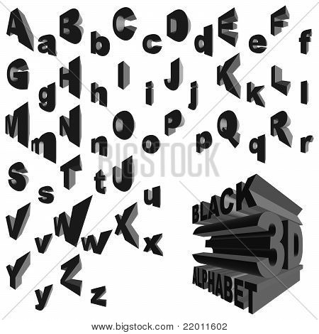 Svart 3D alfabetet