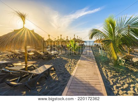 Beach of Fanabe at Adeje Coast, Tenerife, Canary Islands, Spain