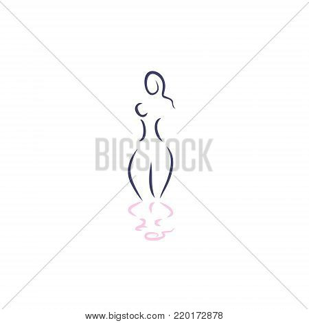 Woman Nude Shape Body Line Illustration Icon
