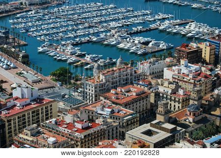 Views of the port of Alicante from the Castle of Santa Barbara