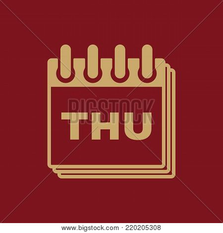 Thursday icon. Thu and calendar, data symbol. Flat design. Stock - Vector illustration
