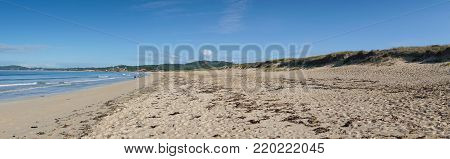 Beautiful beach Playa de A Lanzada close to O Grove, coast of Galicia, Spain