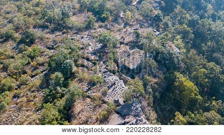 Aerial View From Drone Lan Hin Poom At Phu Hin Rong Kla