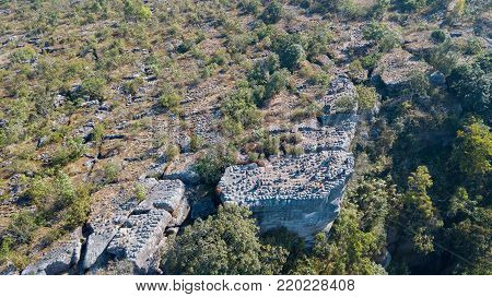 Aerial View From Drone Lan Hin Poom At Phu Hin Rong Kla