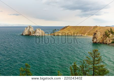 View Of Shaman Rock. Lake Baikal. Olkhon Island. Russia