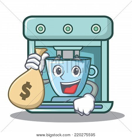 With money bag coffee maker character cartoon vector illustration