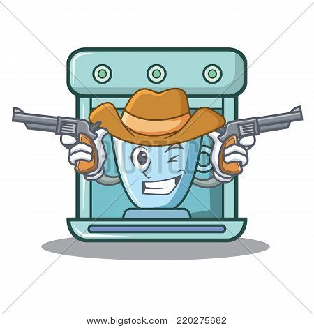 Cowboy coffee maker character cartoon vector illustration