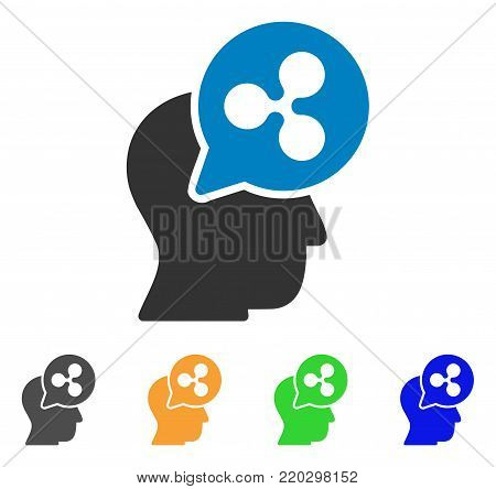 Ripple Thinking Head Balloon icon. Vector illustration style is a flat iconic ripple thinking head balloon symbol with grey, yellow, green, blue color variants.