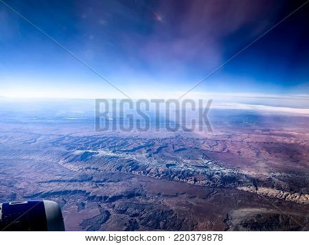 Aerial View Of The Desert And Snow-capped Mountains In Colorado