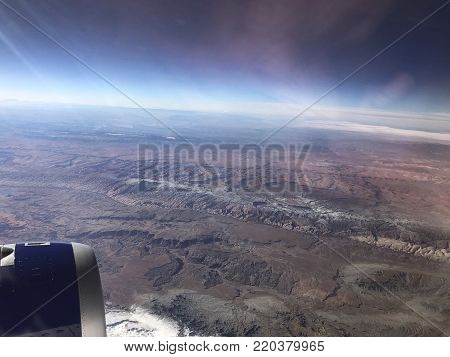 Aerial View Of The Desert And Snow-capped Mountains In Colorado