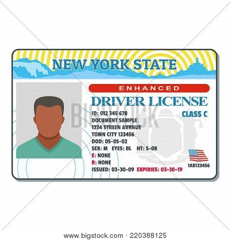 Driving license for new york icon. Flat illustration of driving license for new york vector icon for web.