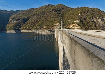Amazing Autumn landscape of Meander of Vacha (Antonivanovtsy) Reservoir, Rhodopes Mountain, Bulgaria