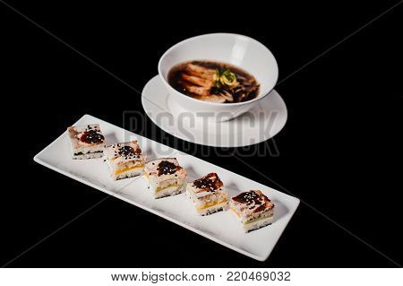 Pan-asian Dinner. Lunch Set Of Several Dishes