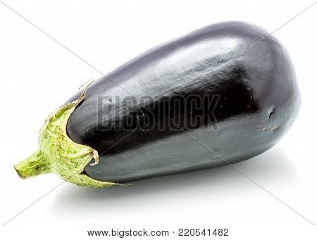One whole eggplant (aubergine) isolated on white background