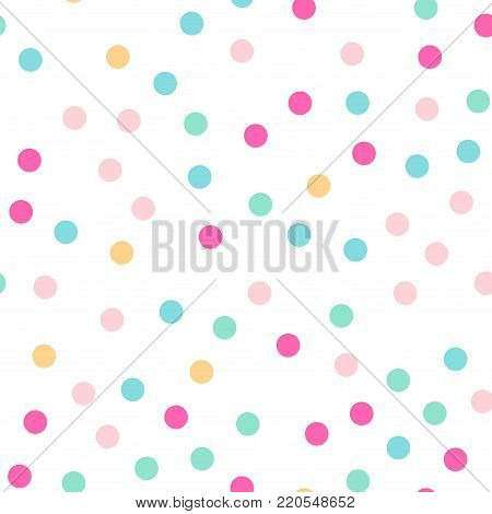 Colorful Polka Dots Seamless Pattern On Bright 22 Background. Stunning Classic Colorful Polka Dots T
