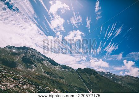 beautiful scenic mountain landscape in Indian Himalayas, Rohtang Pass
