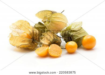 Physalis berries stack isolated on white background