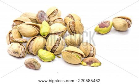 Pistachio nuts set isolated on white background