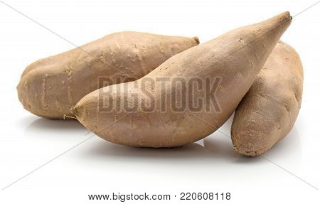 Three sweet potato isolated on white background