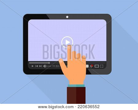 Flat video player interface for web and mobile apps. Vector illustration, EPS10.