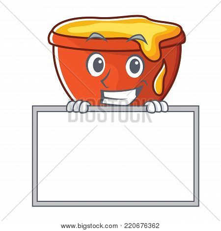 Grinning with board honey character cartoon style vector illustration