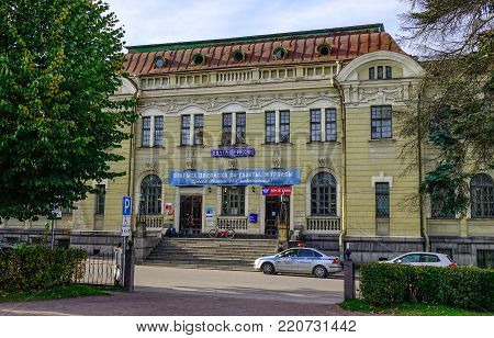 Vyborg, Russia - Oct 6, 2016. A government building in Vyborg, Russia. Vyborg stands at the head of Vyborg Bay of the Gulf of Finland, 113 km northwest of St. Petersburg.