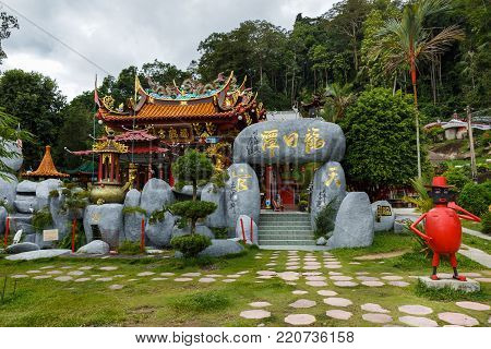 PANGKOR, MALAYSIA - NOVEMBER 29, 2017: Chinese Buddhist temple on the island of Pangkor, Malaysia in november 29.