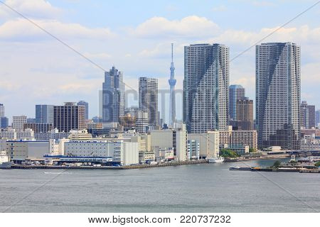 Tokyo Skyline, Japan - Cityscape Of Chuo District. Modern City View.