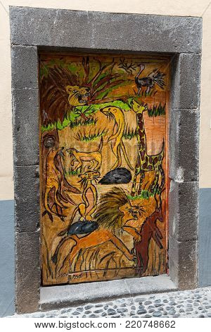 FUNCHAL,MADEIRA, PORTUGAL, SEPTEMBER 4, 2016: Zone Velha - the oldest district famous for its best restaurants and cafes in Funchal. Madeira, Portugal