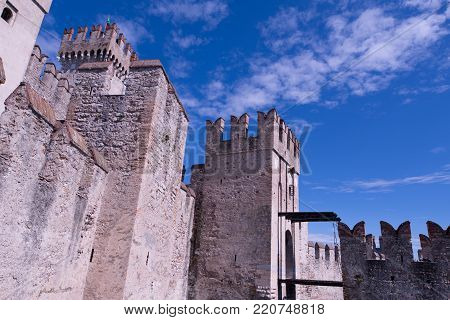 Rocca Scaligera castle in Sirmione town near Garda Lake in Italy