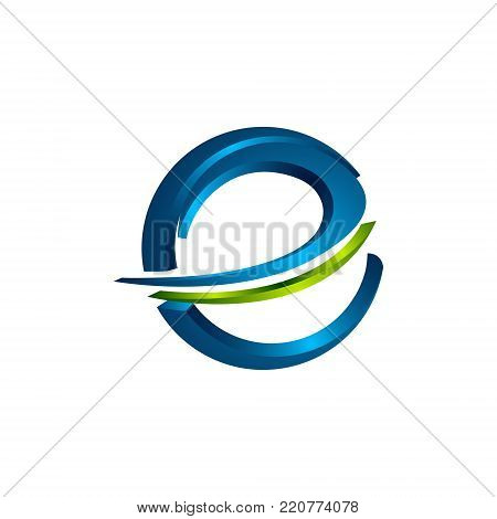 3D Abstract Rounded Letter E alphabet design element