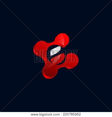 3d Abstract Technology F letter Initial Logo Template