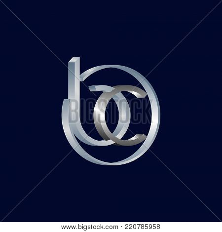 3d Circle Letter bc lowercase Initial alphabet Logo design Template