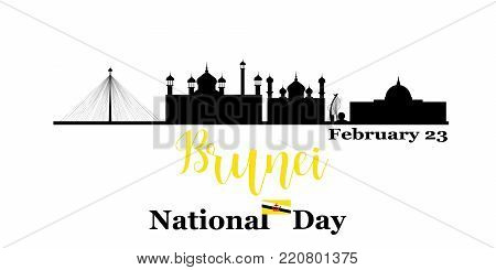 Greeting card Brunei national day. February 23. graphic design for decoration festive posters, cards, gift cards