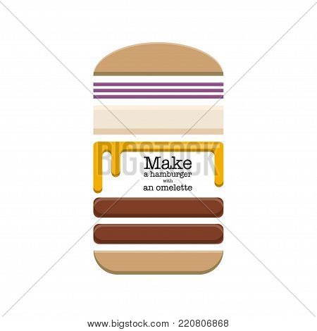 Schematic depiction of ingredients for a hamburger. Vector illustration.