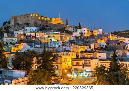 Night skyline of El Kef, a city in northwestern Tunisia. Northern Africa