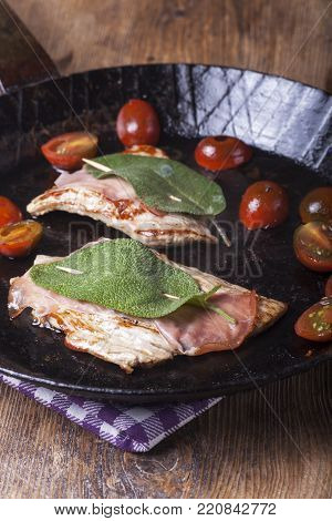Saltimbocca Alla Romana In An Iron Pan
