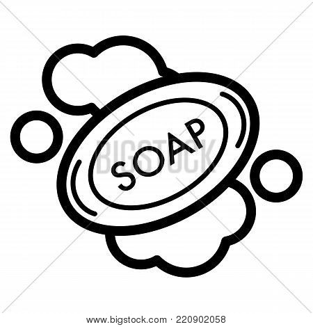 Soap vector icon. Black soap illustration on white background. Outline linear body care icon. Eps 10