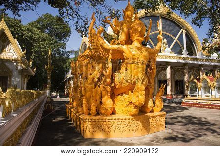 Candle Figure In The Parade Of Traditional Parading Ubon Ratchathani Candle Festival For Show At Wat